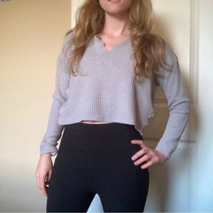 Distressed Long Sleeve Crop Top